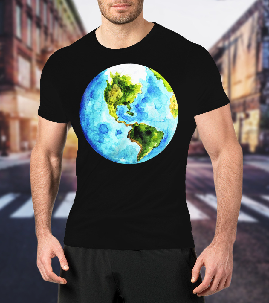 Earth Day Love Earth Watercolor Planet Earth T-Shirt