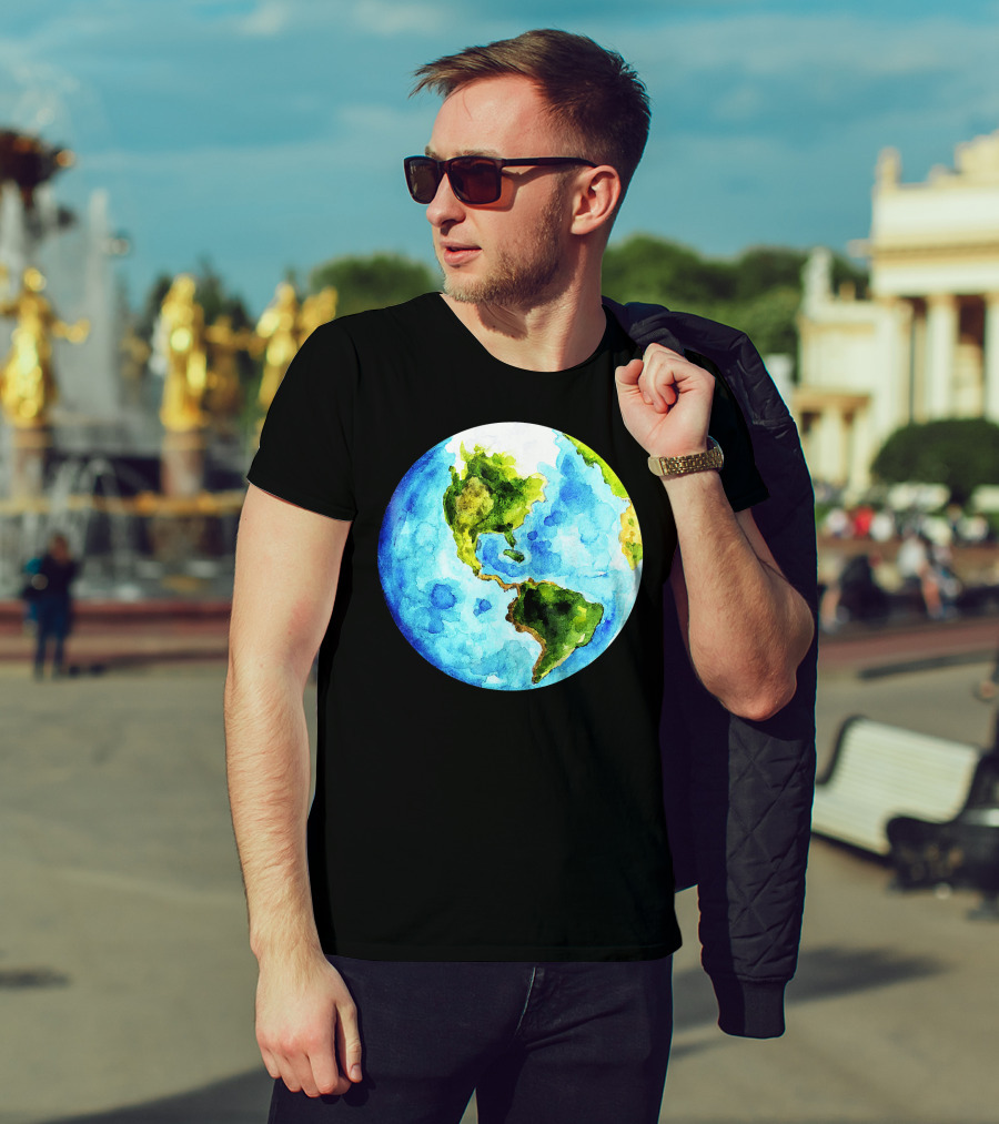 Earth Day Love Earth Watercolor Planet Earth T-Shirt