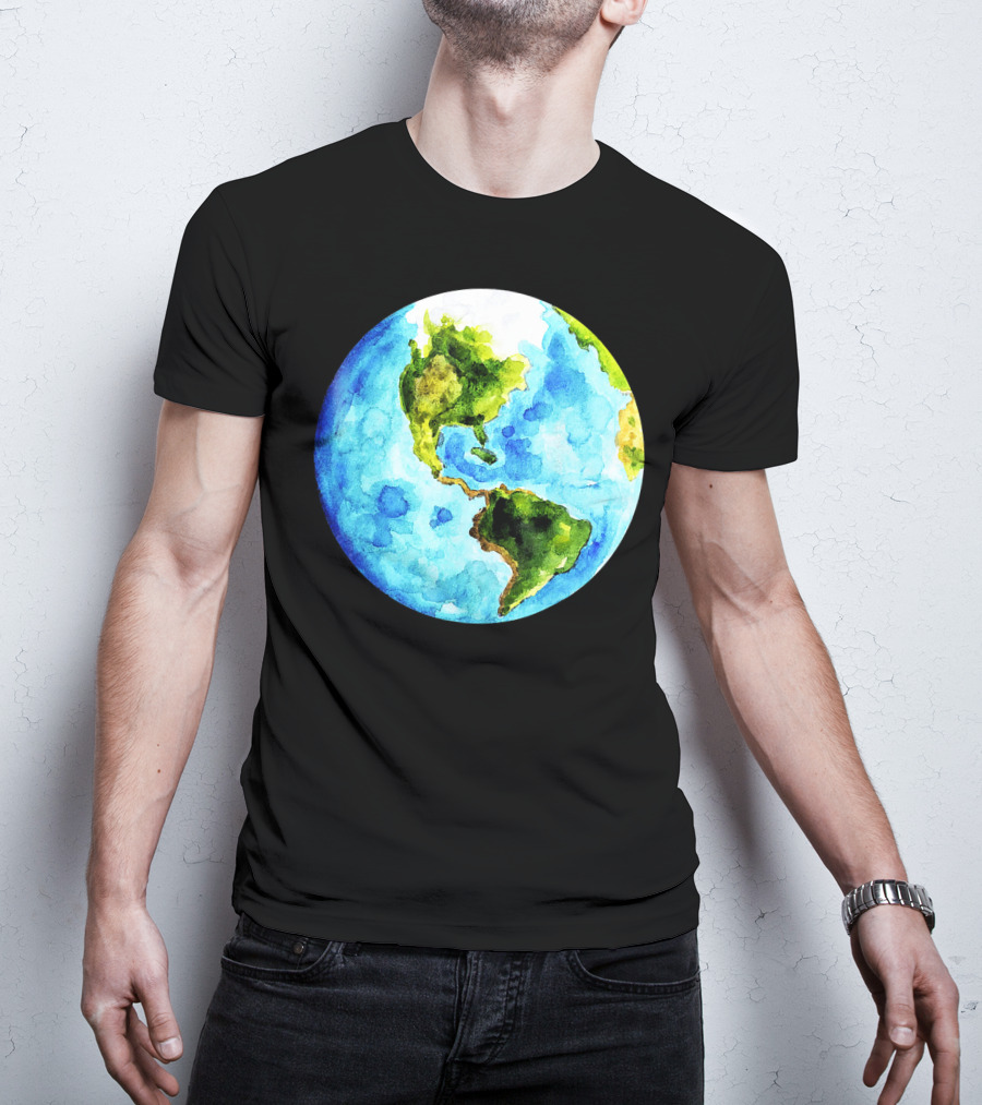 Earth Day Love Earth Watercolor Planet Earth T-Shirt