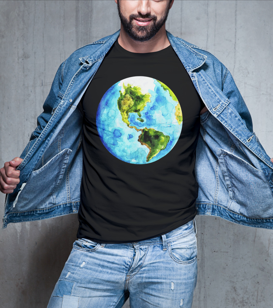 Earth Day Love Earth Watercolor Planet Earth T-Shirt