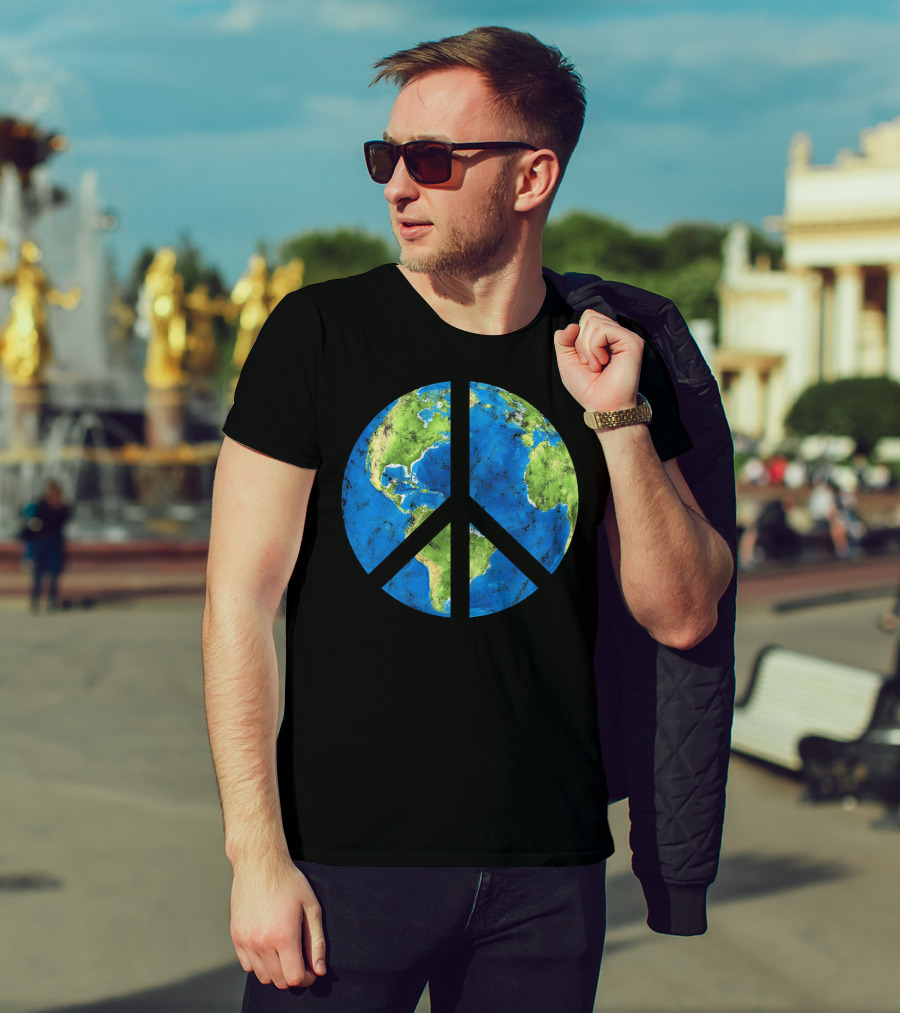 Peace On Earth Globe Peace Sign T-Shirt
