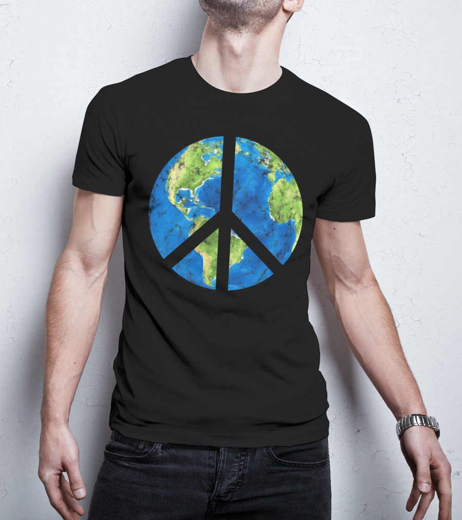 Peace On Earth Globe Peace Sign T-Shirt