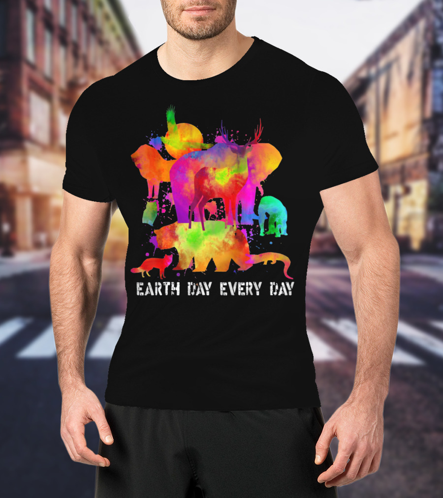 Earth Day Every Day Colorful Animal T-Shirt