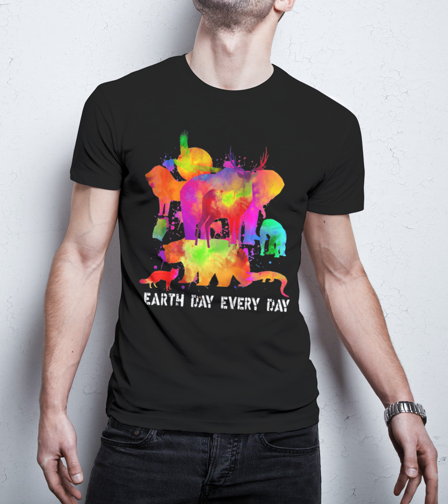 Earth Day Every Day Colorful Animal T-Shirt
