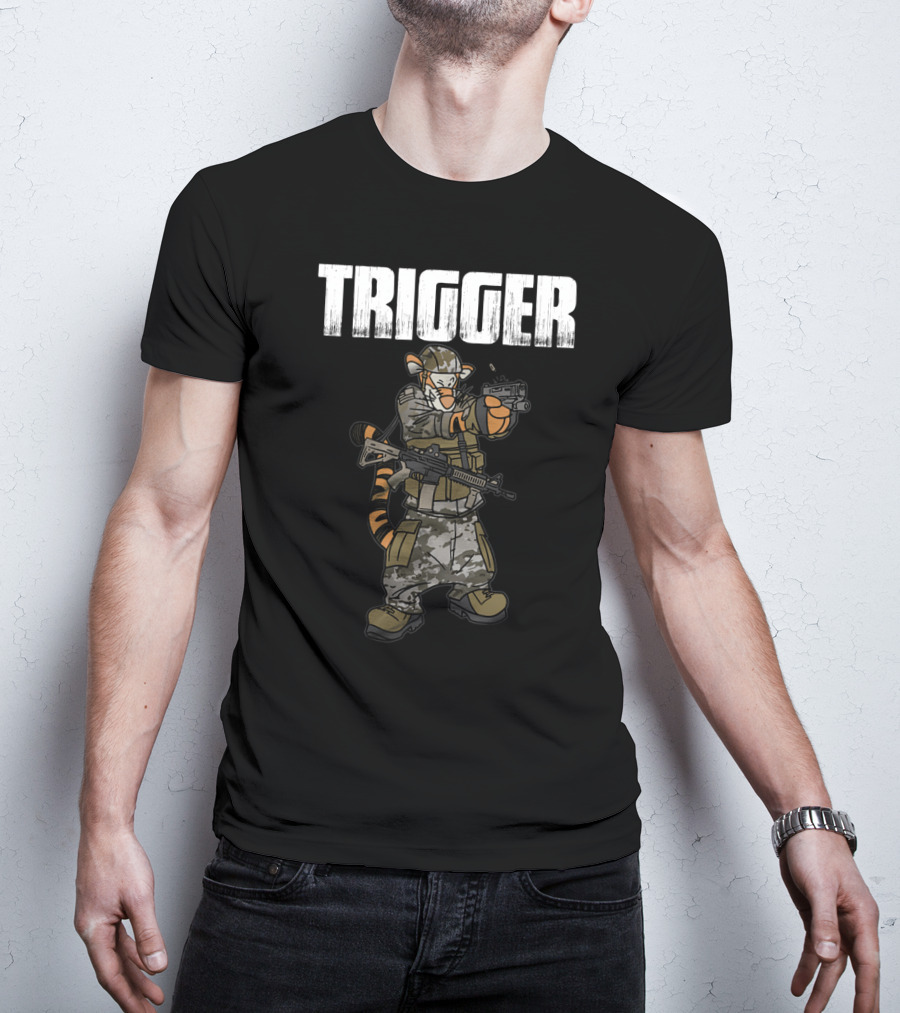Tactical Trigger Tiger In Military Gear T-Shirt