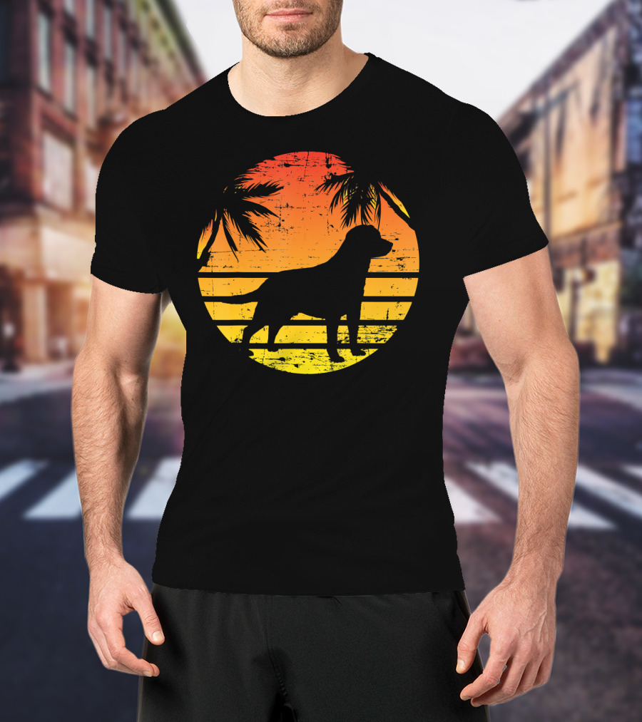 Vintage Labrador Retriever Sunset Tropical T-Shirt