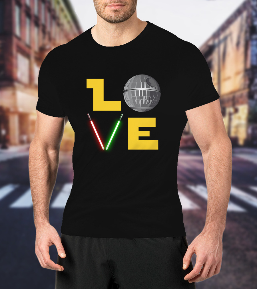 LOVE Star Wars Lightsabers Death Star T-Shirt