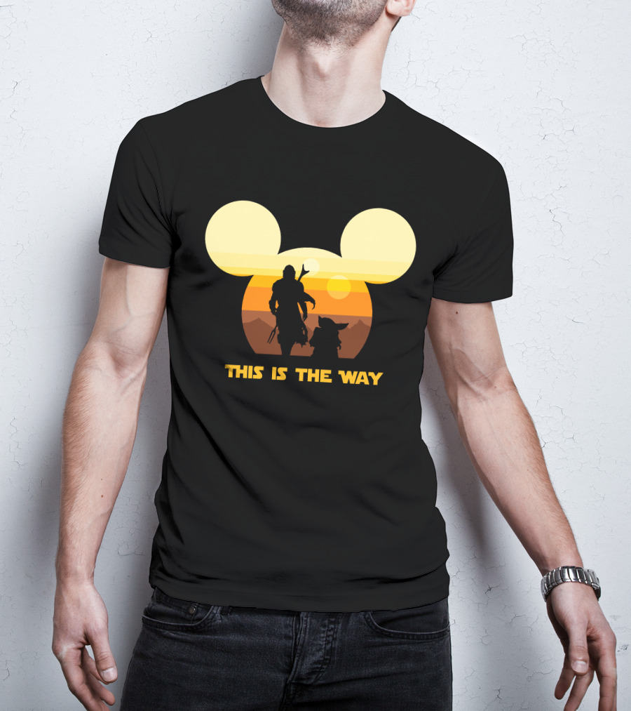 Mickey Star Wars Sunset This Is The Way Mandalorian T-Shirt