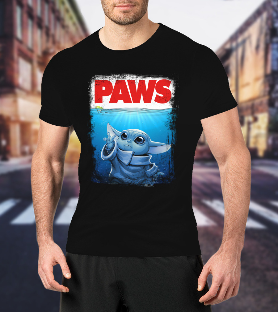 PAWS Yoda Parody Jaws Style Baby Yoda T-Shirt