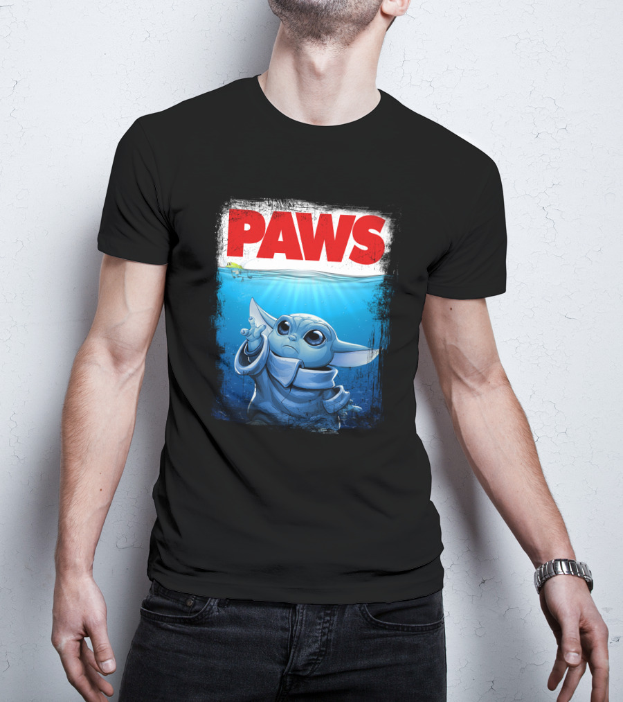 PAWS Yoda Parody Jaws Style Baby Yoda T-Shirt
