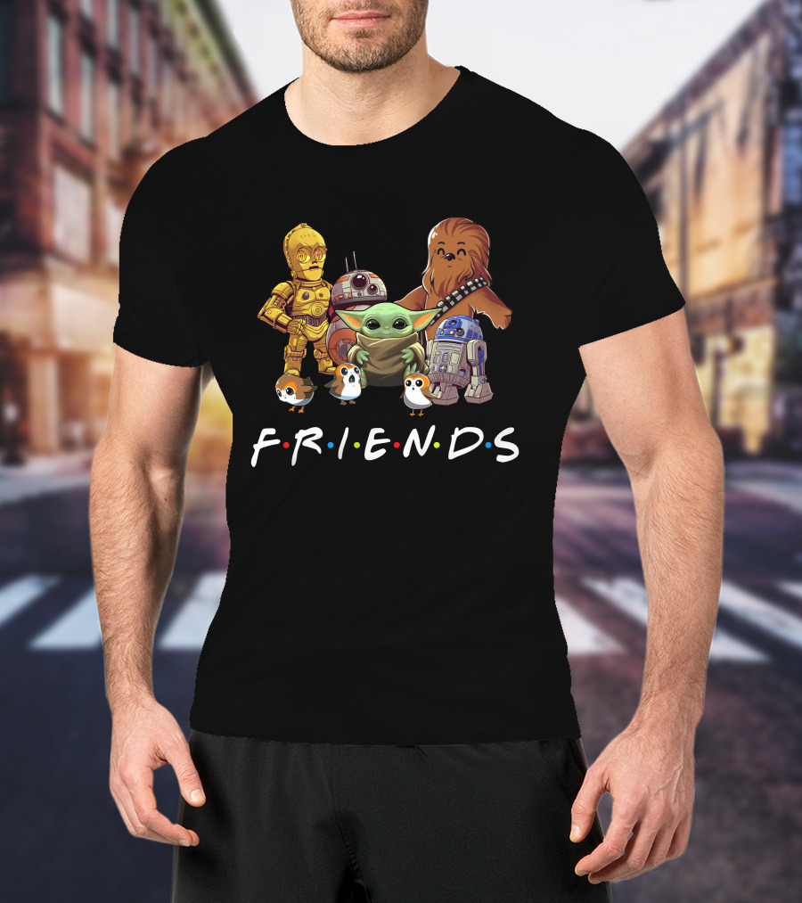 Star Wars Baby Yoda Friends Chewbacca C-3PO R2-D2 BB-8 Porgs T-Shirt