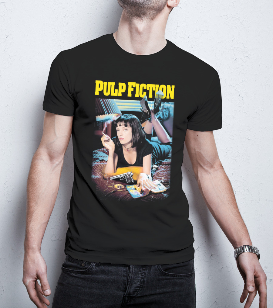 Pulp Fiction Mia Wallace Smoking Gun And Magazine T-Shirt
