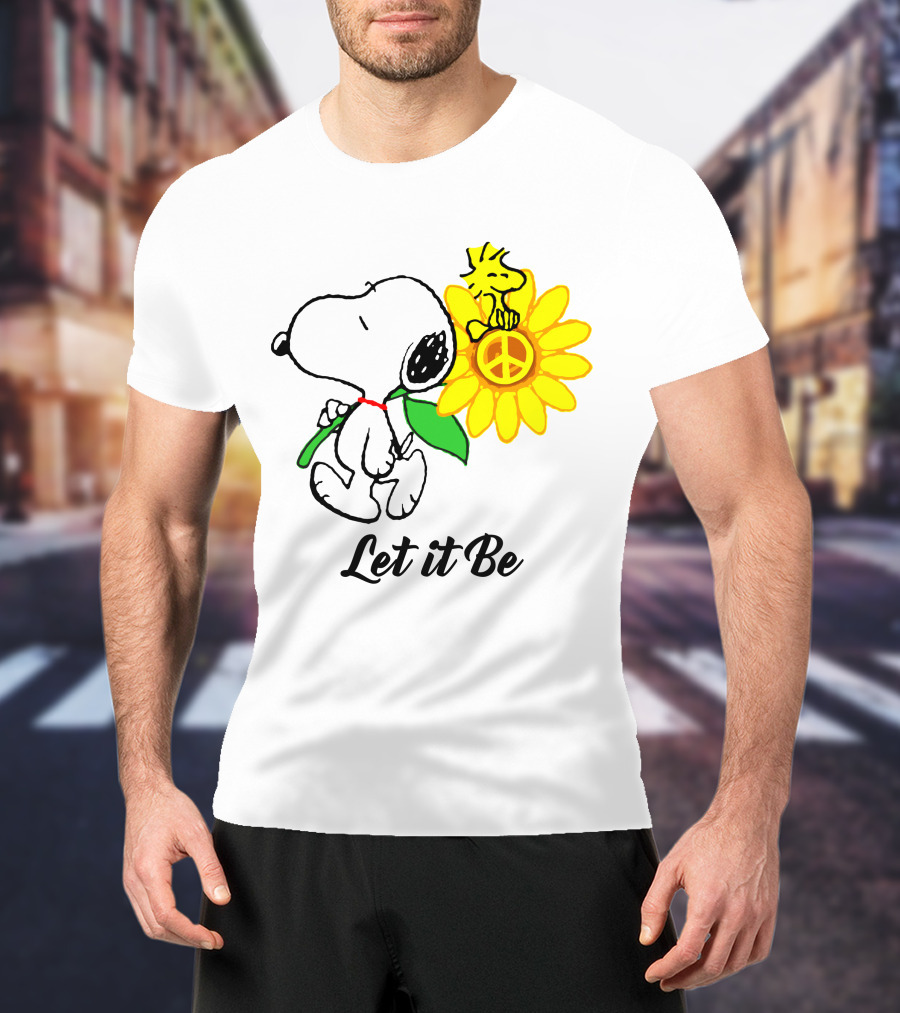 Let It Be Snoopy Woodstock Sunflower Peace T-Shirt