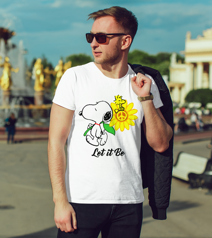 Let It Be Snoopy Woodstock Sunflower Peace T-Shirt