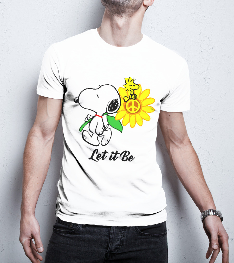 Let It Be Snoopy Woodstock Sunflower Peace T-Shirt