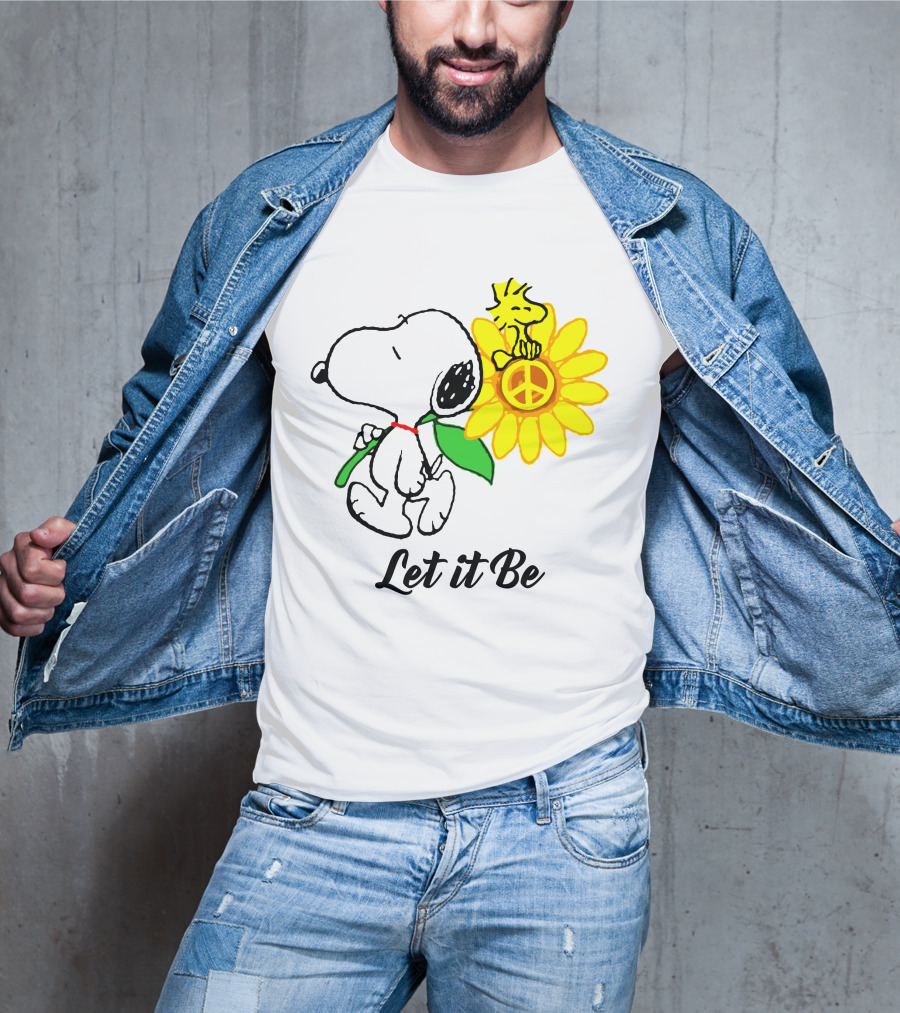 Let It Be Snoopy Woodstock Sunflower Peace T-Shirt