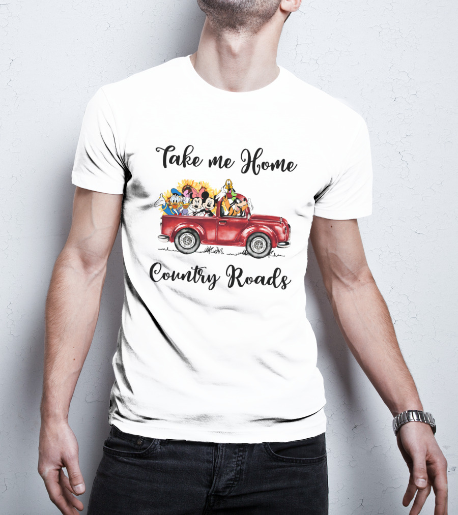 Take Me Home Country Roads Red Truck Disney Characters T-Shirt