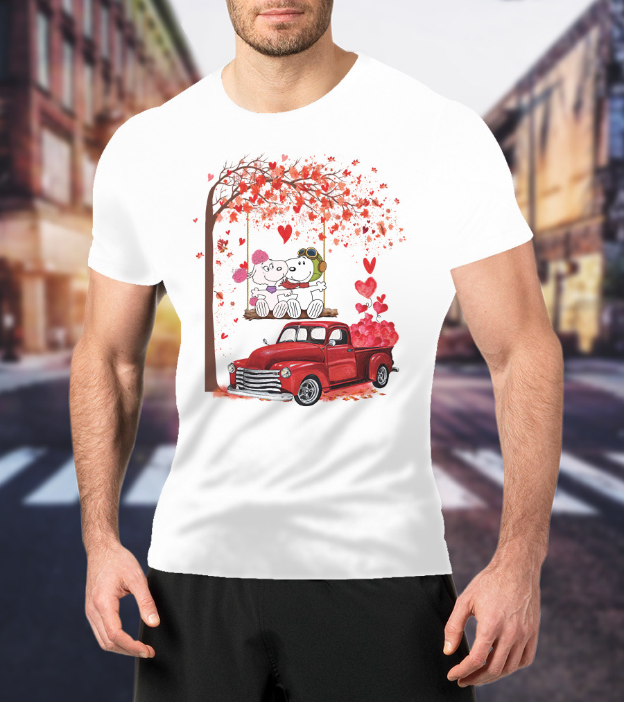 SNP Love Heart Tree Swing Red Truck Romance T-Shirt