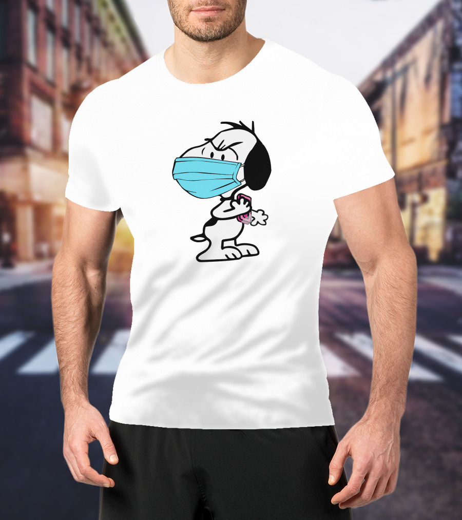 Snoopy Wearing Mask Washing Hands Hygiene Reminder T-Shirt