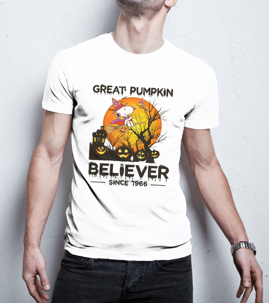 Great Pumpkin Believer Since 1966 Snoopy Halloween Scene T-Shirt