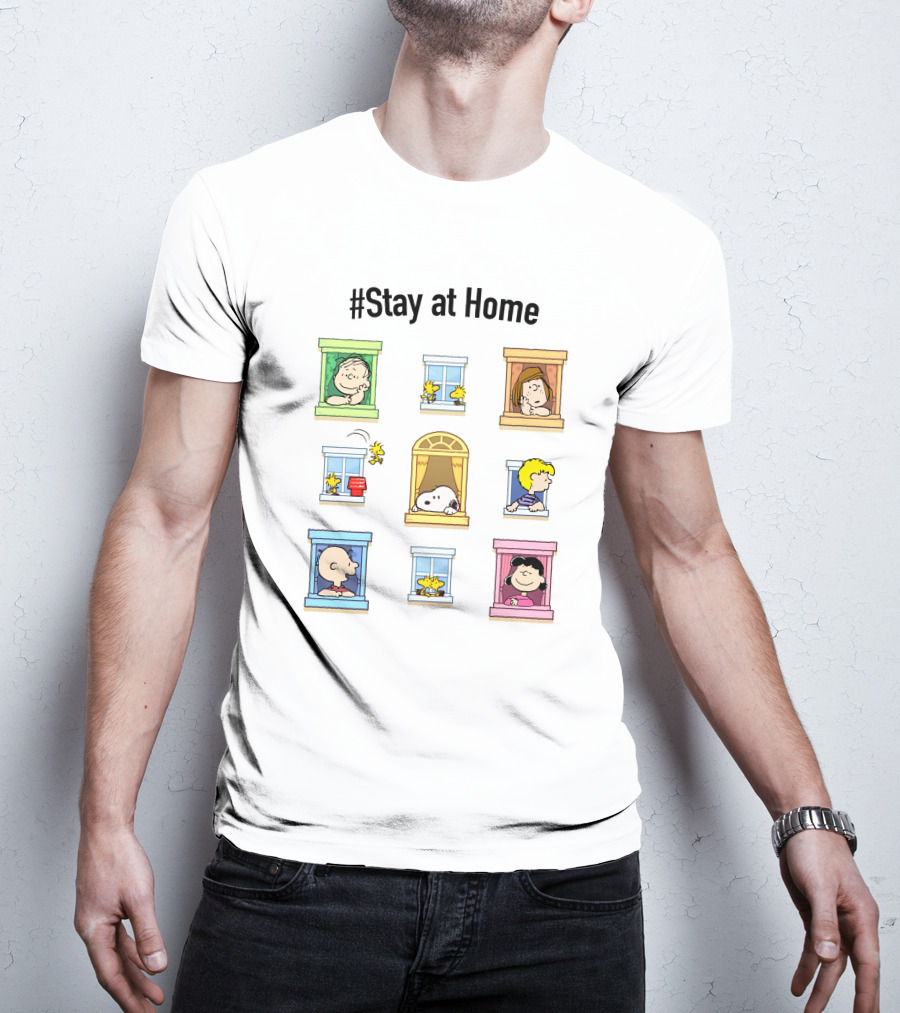 Stay At Home Peanuts Characters In Windows ​​ T-Shirt