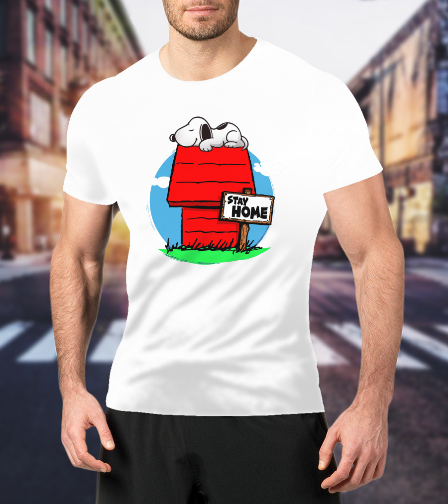 Stay Home Snoopy Doghouse Relaxation T-Shirt