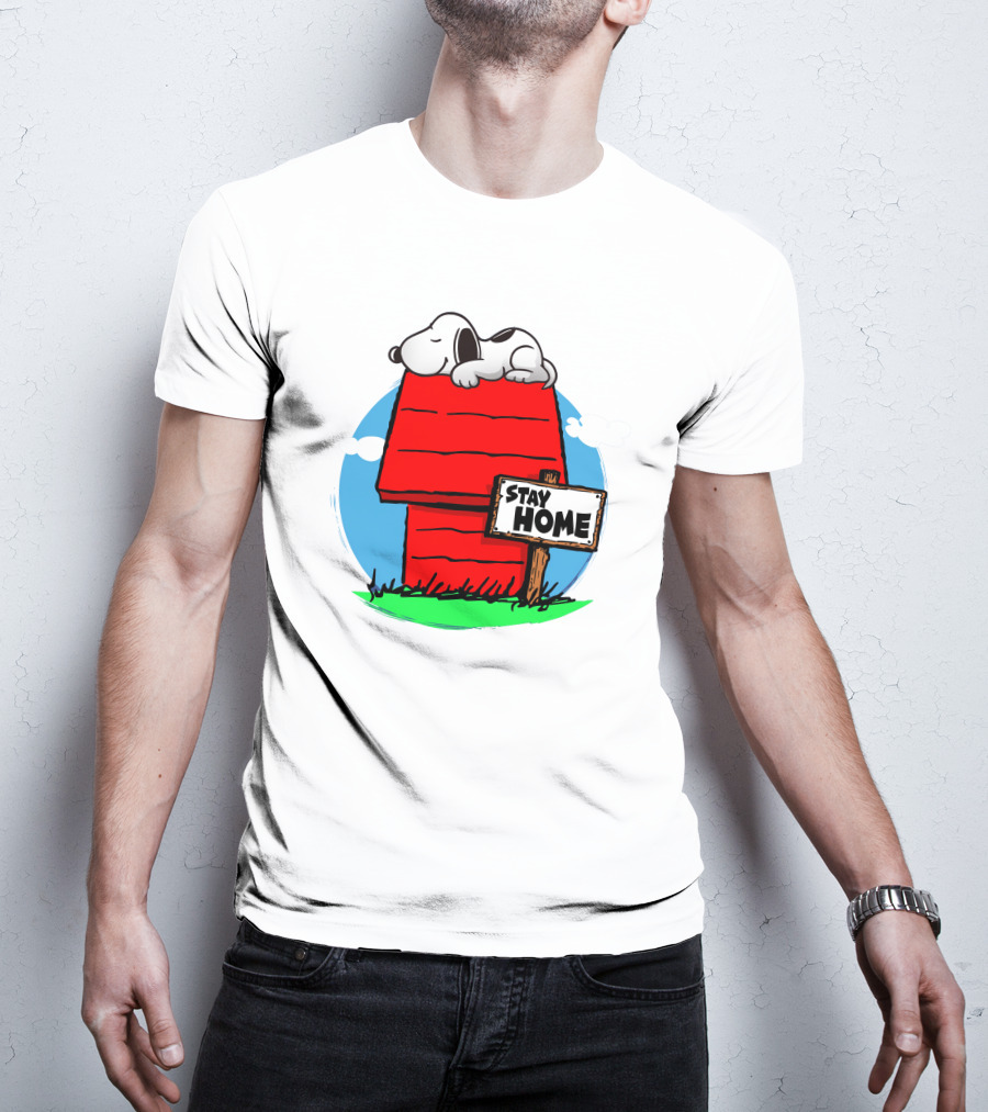 Stay Home Snoopy Doghouse Relaxation T-Shirt