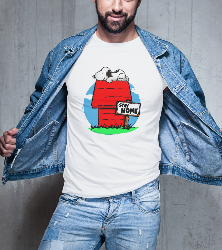 Stay Home Snoopy Doghouse Relaxation T-Shirt