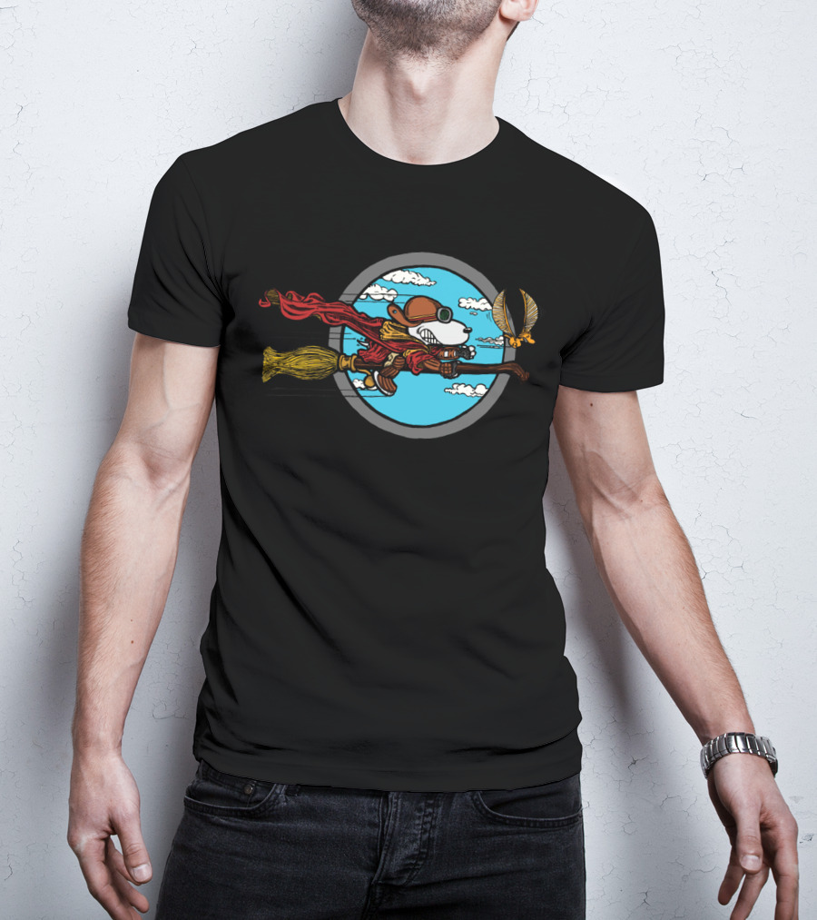 Skyward Wizard Flying Ace With Golden Snitch Chase T-Shirt