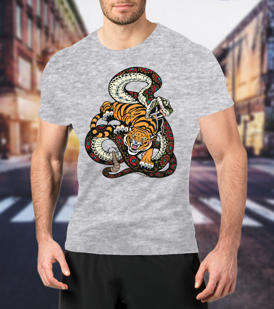Tiger And Snake Fierce Battle T-Shirt