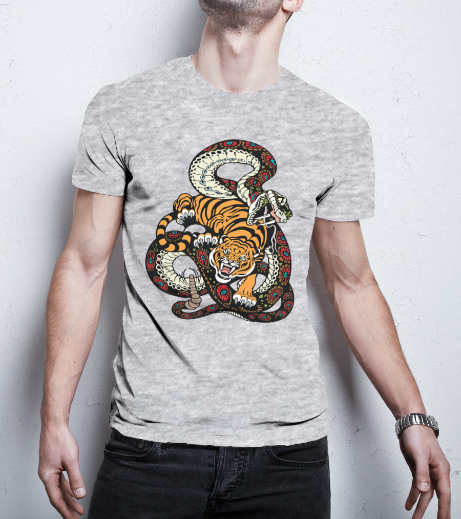 Tiger And Snake Fierce Battle T-Shirt