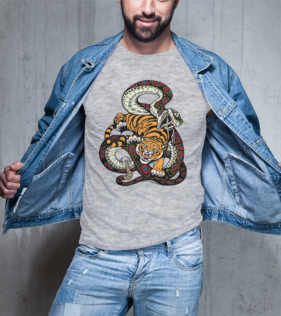 Tiger And Snake Fierce Battle T-Shirt