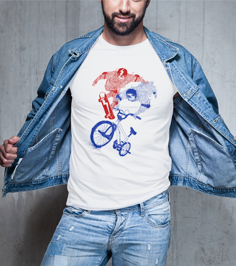 Sloth Air Extreme Skateboarding And BMX Action T-Shirt