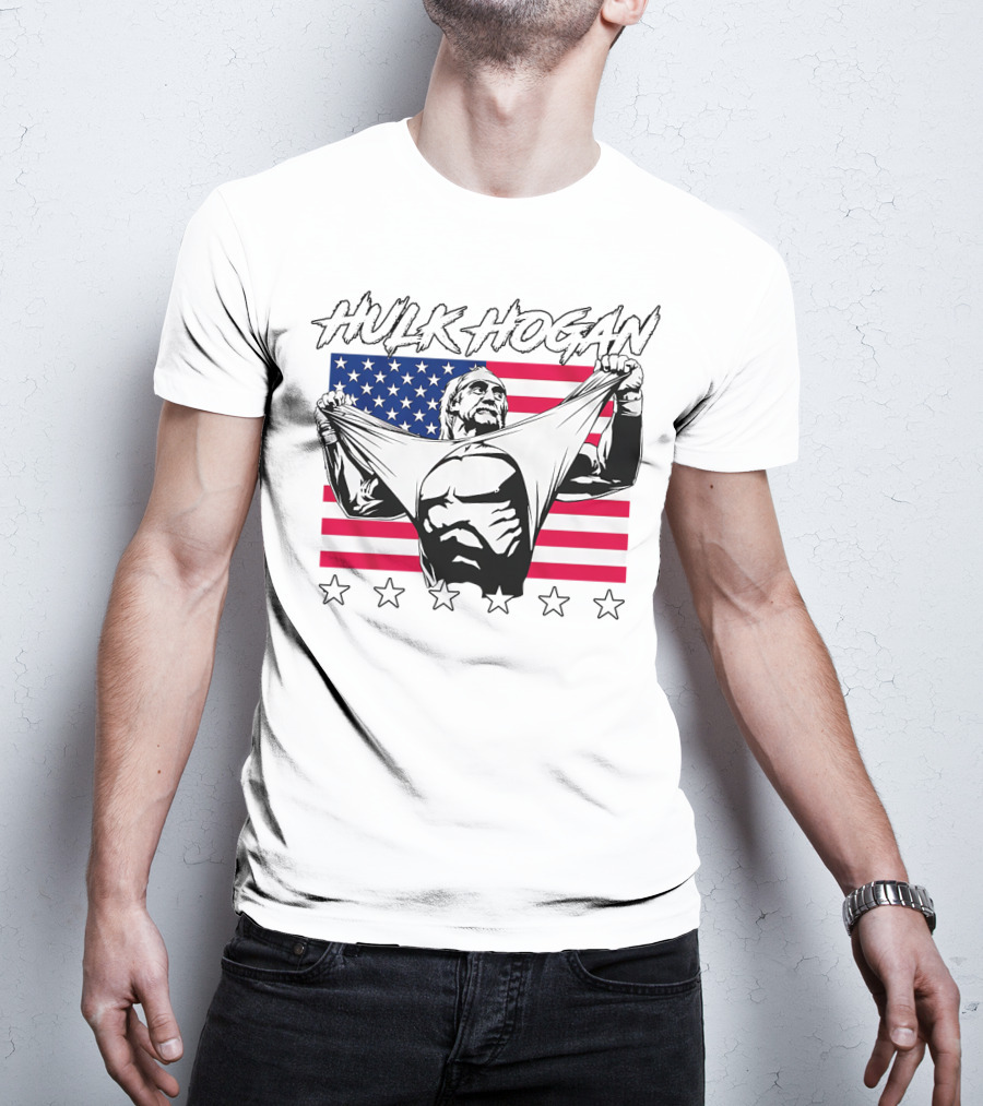 Hulk Hogan American Flag Stars Iconic Pose T-Shirt