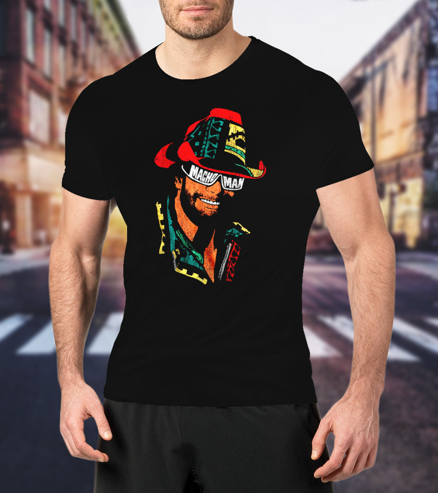 Macho Man Retro Style Cowboy Hat And Sunglasses T-Shirt