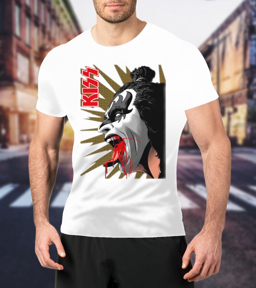 KISS Demon Face Makeup With Blood Spatter T-Shirt