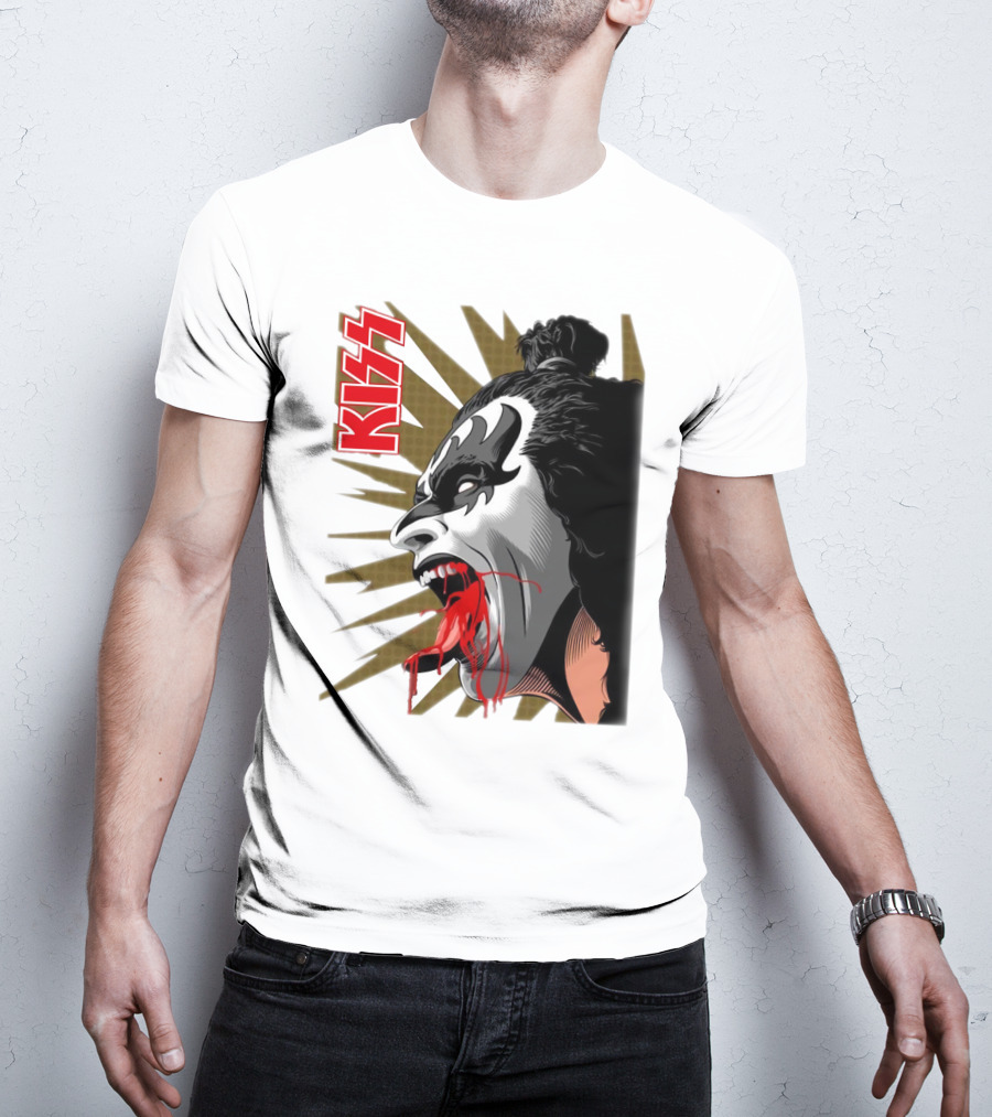 KISS Demon Face Makeup With Blood Spatter T-Shirt