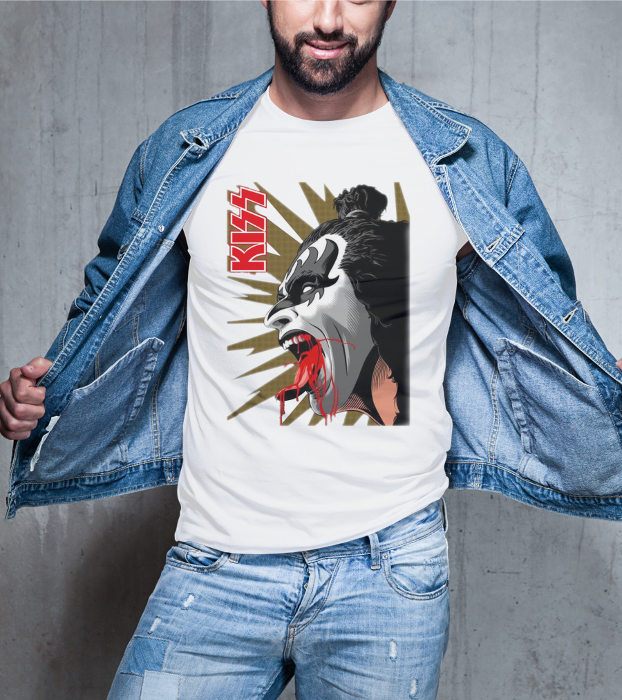 KISS Demon Face Makeup With Blood Spatter T-Shirt