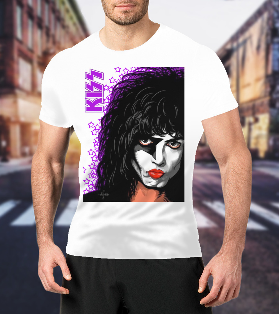 KISS Paul Stanley Starchild Icon With Purple Stars T-Shirt