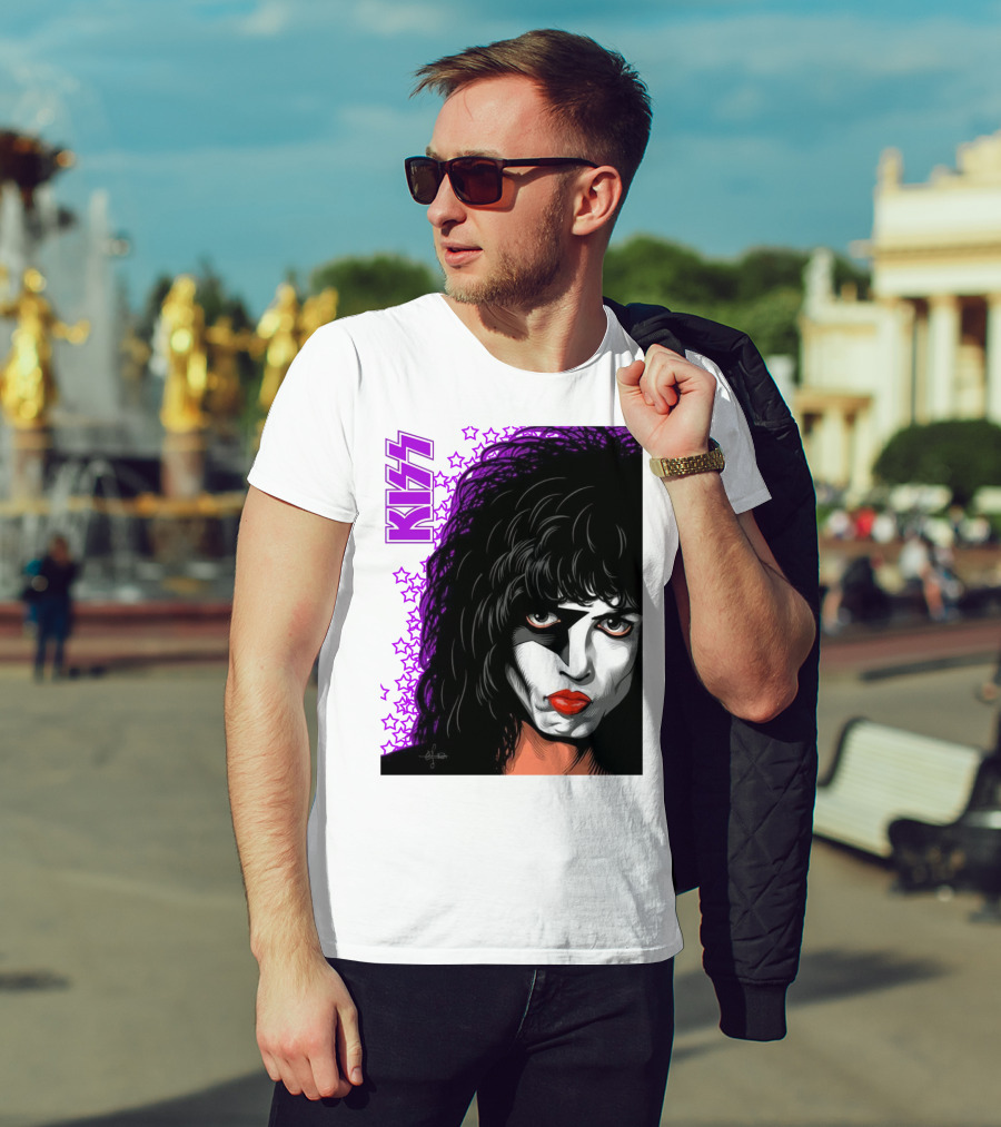 KISS Paul Stanley Starchild Icon With Purple Stars T-Shirt