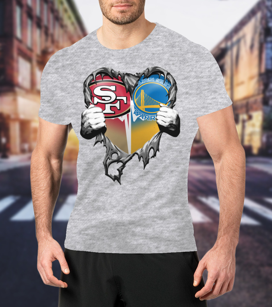 Sf 49ers Golden State Warriors Heart Logo Mashup T-Shirt