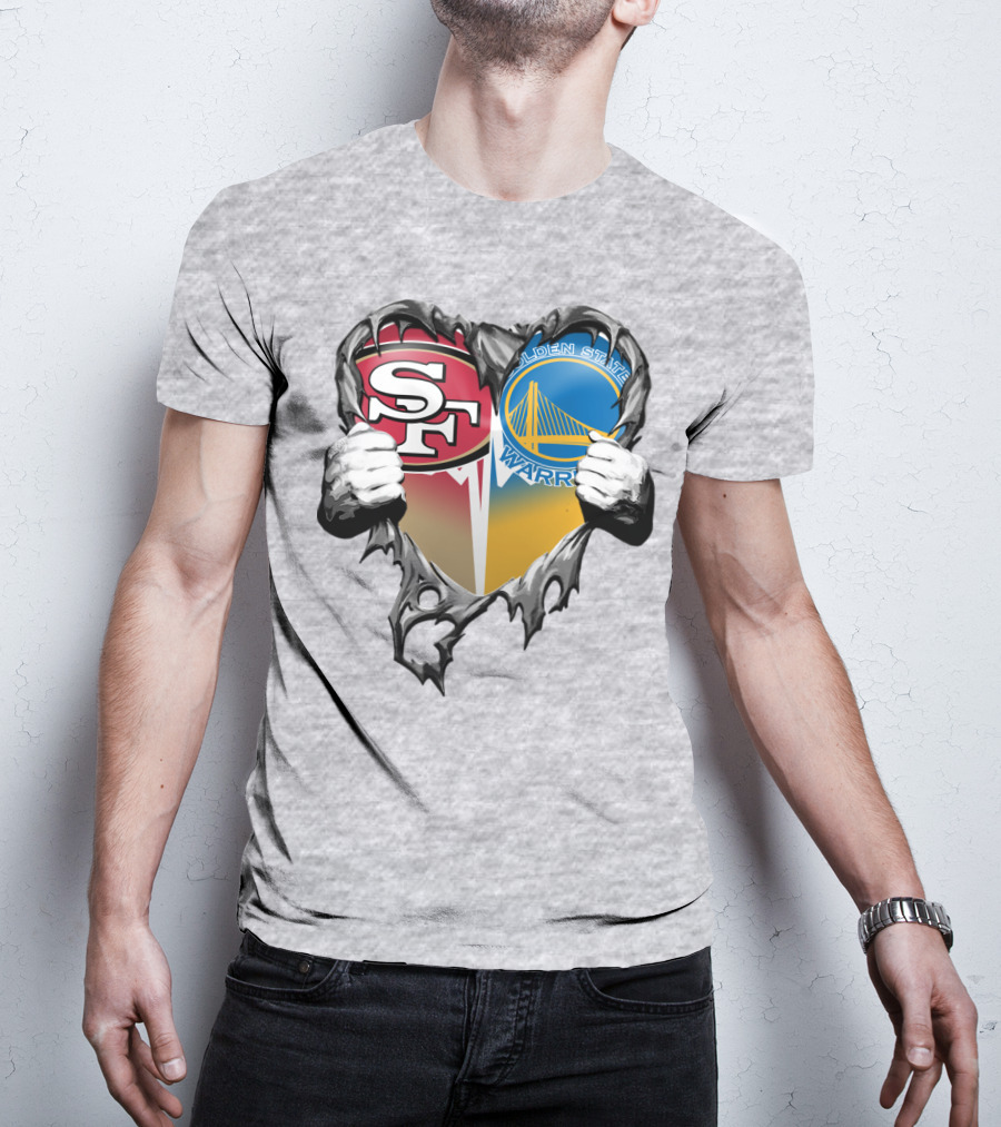 Sf 49ers Golden State Warriors Heart Logo Mashup T-Shirt