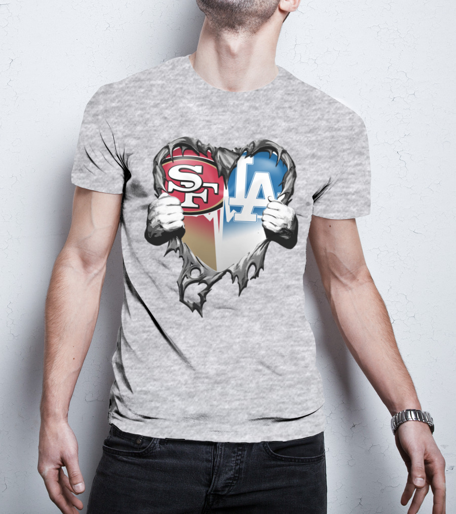 Sf La Heart Rivalry Baseball Fan Passion T-Shirt