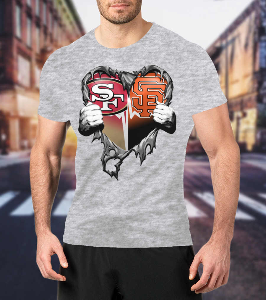 Sf Giants Sf 49ers Split Heart T-Shirt