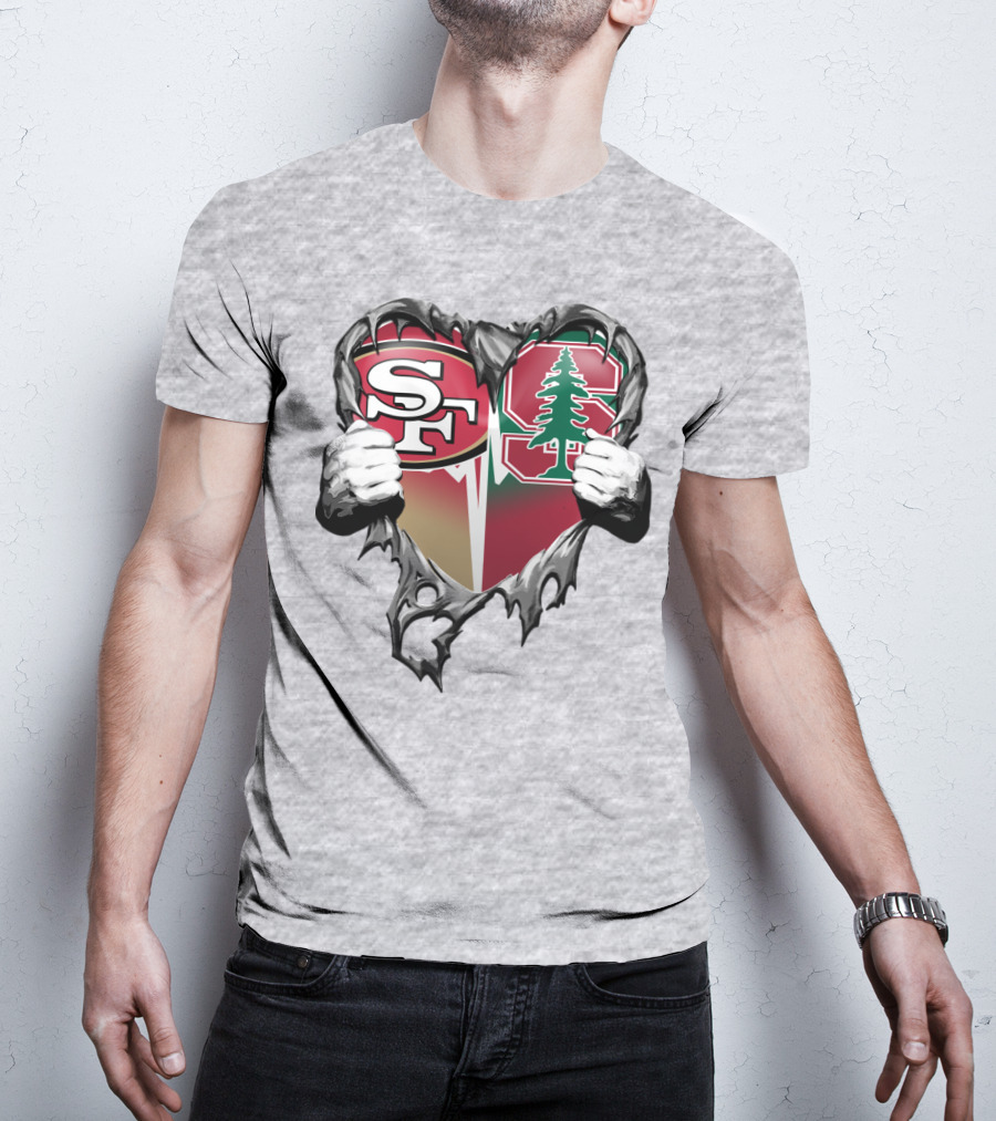 San Francisco 49ers And Stanford Cardinal Heart T-Shirt