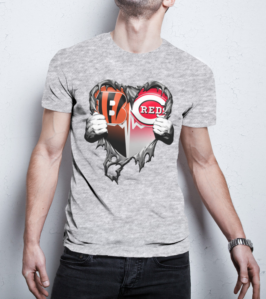 Cincinnati Bengals And Reds Heart T-Shirt