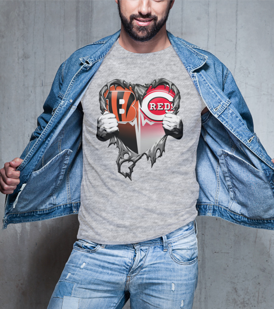 Cincinnati Bengals And Reds Heart T-Shirt