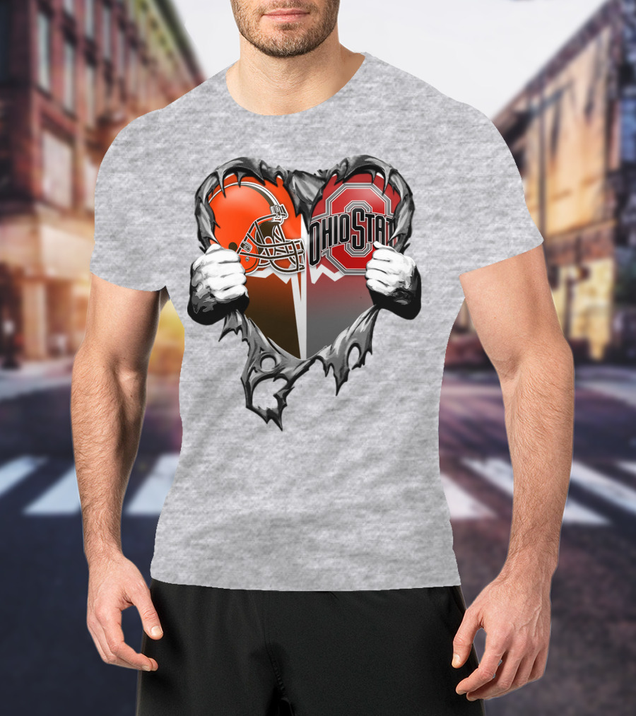 Cleveland Browns Ohio State Buckeyes Heart T-Shirt