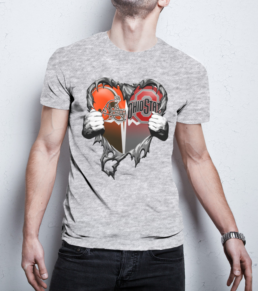 Cleveland Browns Ohio State Buckeyes Heart T-Shirt