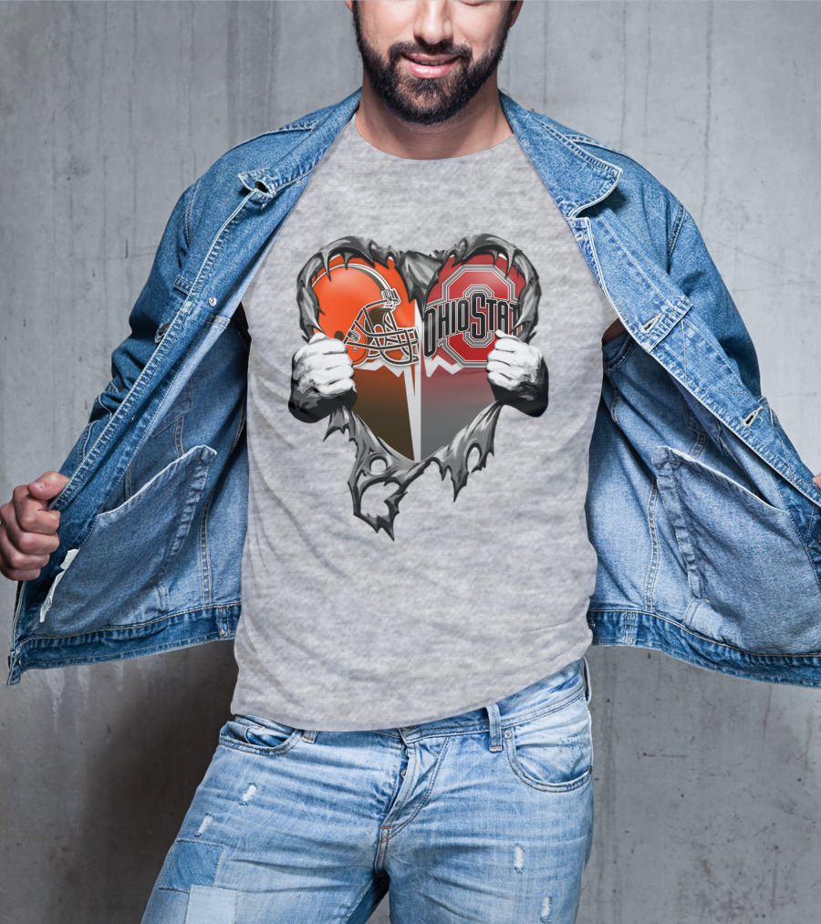 Cleveland Browns Ohio State Buckeyes Heart T-Shirt